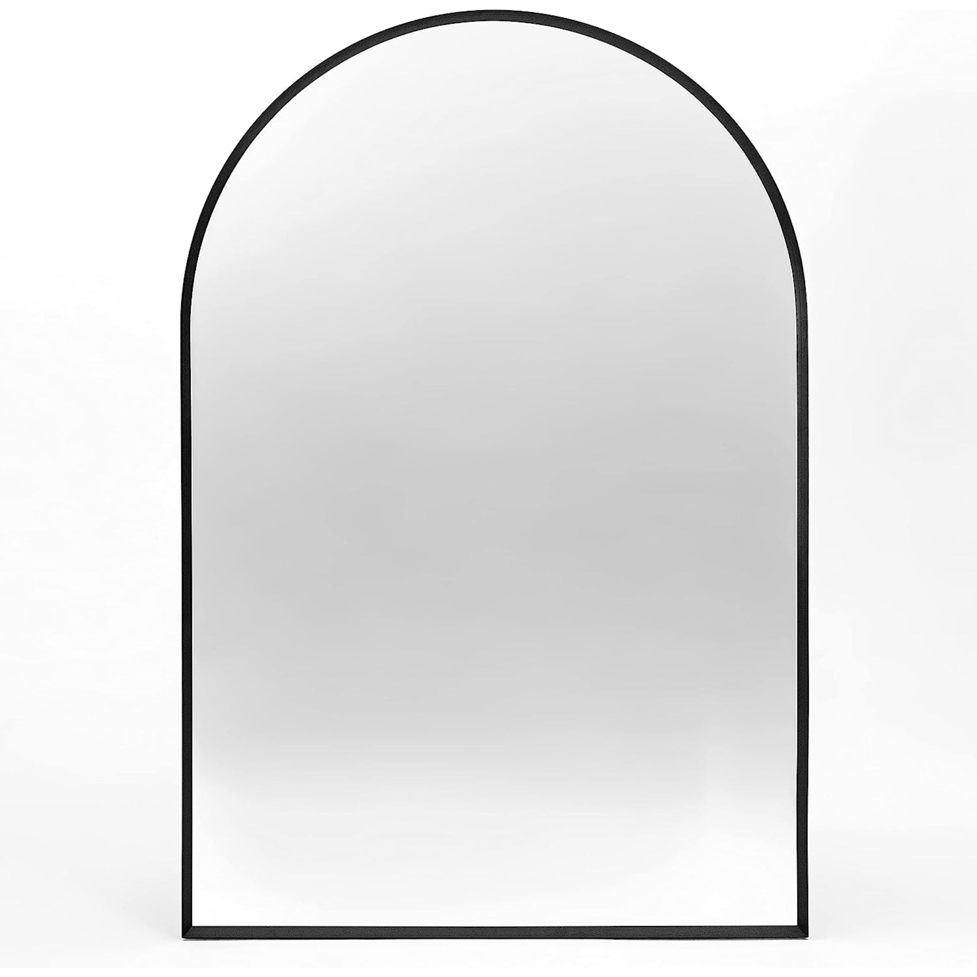 VanityFus 36-in W 24-in H Arch Framed Beveled Bathroom Vanity Mirror Wall Mirror (Matte Black)